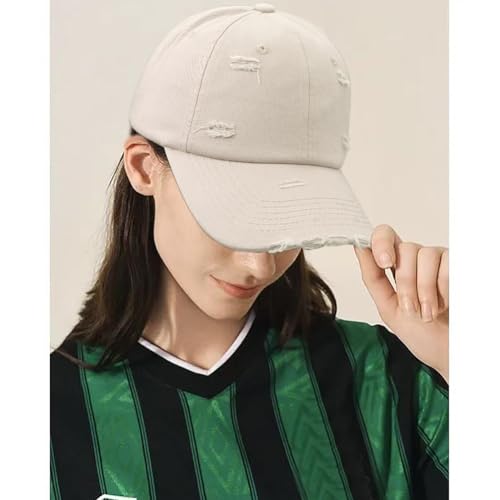 Distressed Baseball Cap for Men Women Cotton Dad Hat - color: Beige