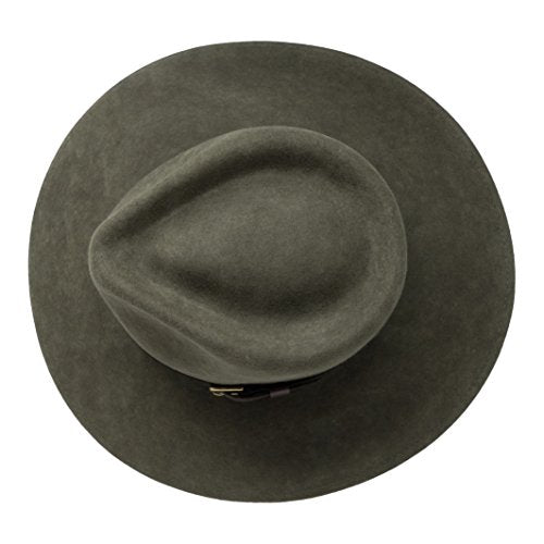 B&S Premium Lewis - Wide Brim Fedora Hat - 100% Wool Felt - Water Resistant - Leather Band - color: Olive Green, size: 7 1/4-7 3/8