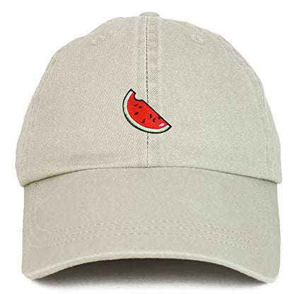 Armycrew Watermelon Embroidered Patch Unstructured Cotton Washed Baseball Cap - color: Beige