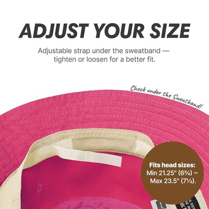 Hot Summer Bucket Hat - Trendy Cotton Sun Hat for Beach, Golf, Fishing - color: Bubblegum Pink
