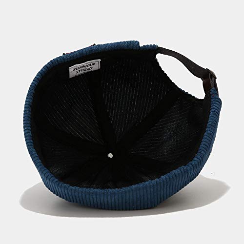 Mens Corduroy Docker Brimless Skullcap Rolled Cuff Beanie Hat - color: Brown