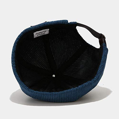 Mens Corduroy Docker Brimless Skullcap Rolled Cuff Beanie Hat - color: Brown