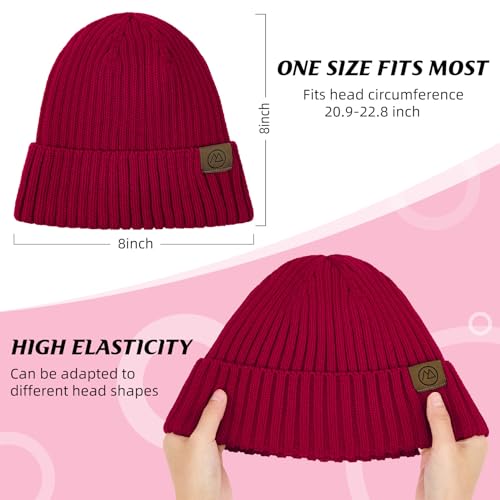 Durio Unisex Silk Lined Beanie Double Layered Winter Hats - color: Burgundy