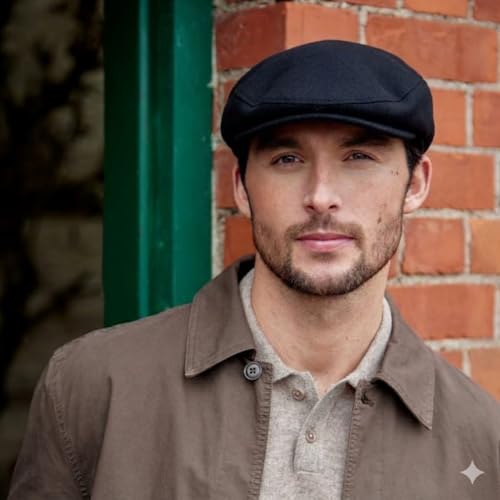 Biddy Murphy Newsboy Flat Cap, 100% Irish Wool - Made in Ireland - color: Black, size: Large
