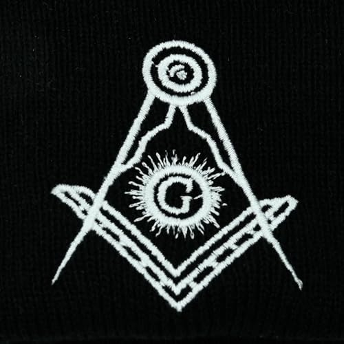 Black Beanie Hat for Men Women Embroidered Knit Winter Beanies Cap - color: Masonic