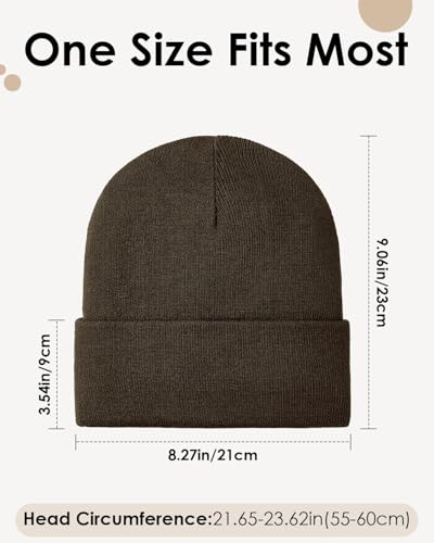 Century Star Men's Fleece-Lined Beanie Winter Knit Hat - Stretchable, Warm, Windproof, Unisex Cuffed Ski Cap for Sports - color: Coffee