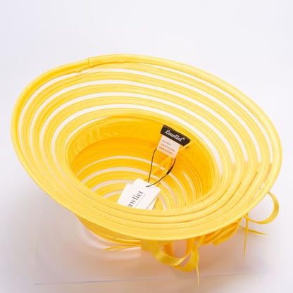 Lawliet Womens Satin Ribbon Church Wedding Sun Wedding Occasion Hat A214 - color: Yellow