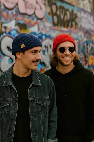 TOP-EX 100% Australian Merino Wool Fisherman Beanie, Short Cuffed Knit - color: Signal Red, size: X-Large-XX-Large