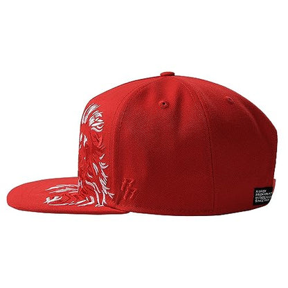 RIOREX Hip hop caps Fashion Animal Embroidery Baseball Cap for Men Adjustable Leather Belt Strapback Baseball Cap - color: Red
