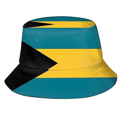 Cute Funny Flag Bucket Hat Packable Fashion Sun Cap Outdoor Flag Fisherman Hat for Women Men Boys Girls - color: Bahamas Flag/S010