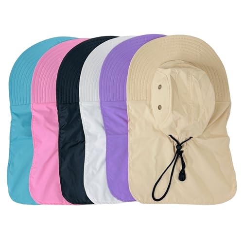 Packable and Adjustable Mesh Boonie Sun Hat with Neck Flap - color: Black 2