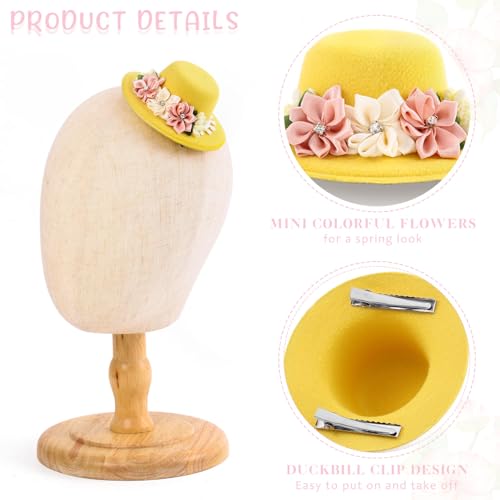 Bohend Mini Fascnator Hat Flower Hair Clip Girls Cute Tea Party Hats Women Accessory - color: Yellow