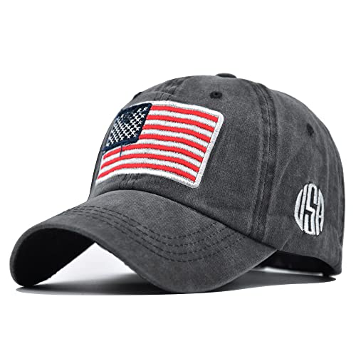 American Flag Baseball Caps Embroiderred USA Flag Patriotic Dad Hat Adjustable Trucker Hats for Men Women - color: American Flag Black