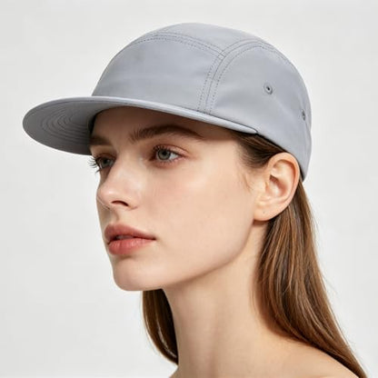 COOLSOME 5 Panels Hat Basic Daily Wear Breathable Quick Dry Cap - color: Light Gray/L Size