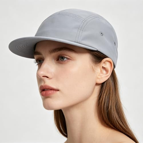 COOLSOME 5 Panels Hat Basic Daily Wear Breathable Quick Dry Cap - color: Gray+orange/M Size