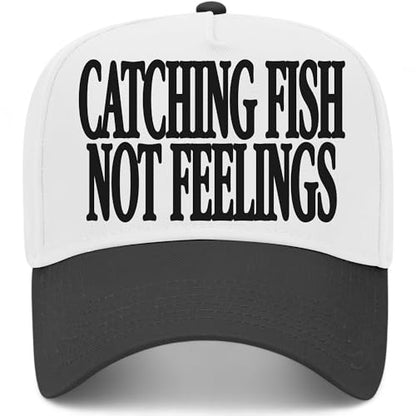 Catching Fish Not Feelings Hat - color: Black/White
