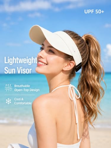 UPF 50+ Wide Brim Sport Sun Visor Hat for Women - color: Black