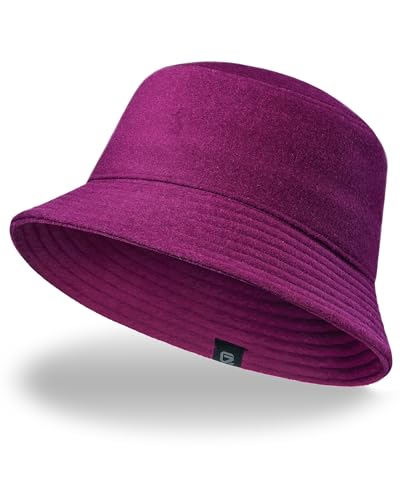 GADIEMKENSD Winter Bucket Hat - Premium Wool, Packable, Plain Colors, Unisex Warm Hat - color: Purple 2.0, size: Medium