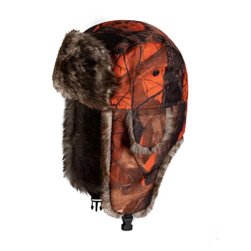ASWER Trapper Warm Russian Trooper Hat Winter Skiing Cap Women Men Windproof - color: Z-orange