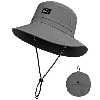 ZOORON Sun Bucket Hats for Women Men UPF 50+Packable Fishing Hats Quick Dry Waterproof Hiking Hat with Detachable Chin Strap - color: 1pack-dark Grey