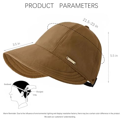 UPF 50+Womens Sun Hat UV Protection Hiking Fishing Hats Wide Brim Hat Adjustable Ponytail Packable Sun Cap - color: Coffee