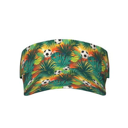 Adjustable Lightweight Open Top Sports Sun Visor Hat Cap for Golf Tennis - color: Tropical Palm Leaves Soccer