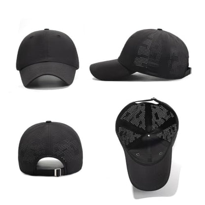 Cmonie 3Pcs Quick Dry Baseball Hat Breathable Sport Cap - color: 3pcs-black&white&gray-e