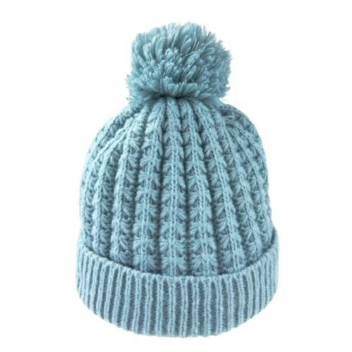 Humble Hilo Knit Hats Beanies for Women Winter Pom Beanie Men or Women Beanies Cable Knit Beanie - color: Winter Sky Pom Pom
