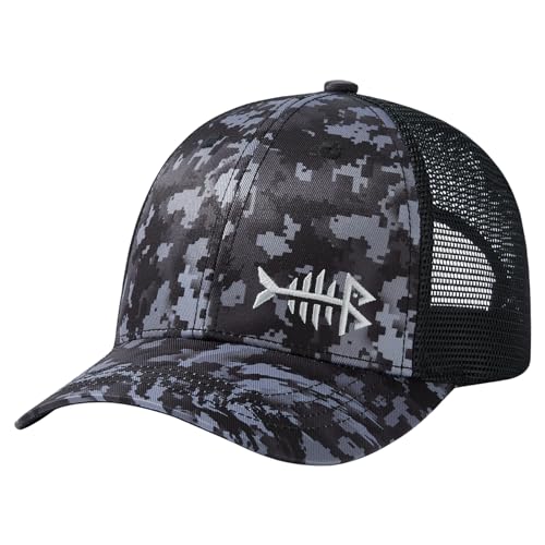 BASSDASH Altimate Fishing Hat Mesh Back for Men Women Adjustable Baseball Trucker Cap - color: Night Digital Camo