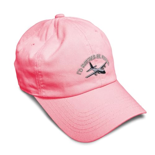 Speedy Pros Soft Baseball Hat Embroidered Dad Hat C-130 I'd Rather Be Flying Men & Ladies Baseball Cap Cotton - color: Coral Design Only