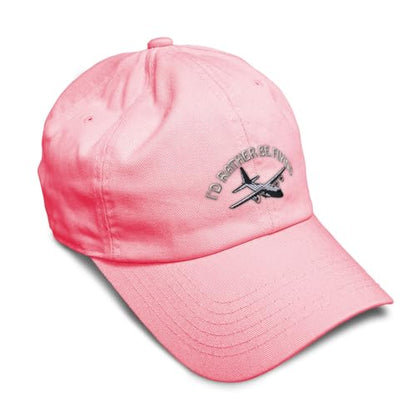 Speedy Pros Soft Baseball Hat Embroidered Dad Hat C-130 I'd Rather Be Flying Men & Ladies Baseball Cap Cotton - color: Coral Design Only
