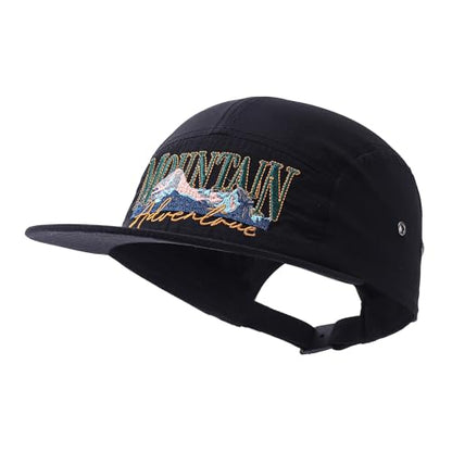 Quick Dry 5 Panel Hats for Men Waterproof Flat Brim Hat Lightweight 5-Panel Baseball Caps Casual Trucker Snapback Hat - color: Mg-pym2575-black