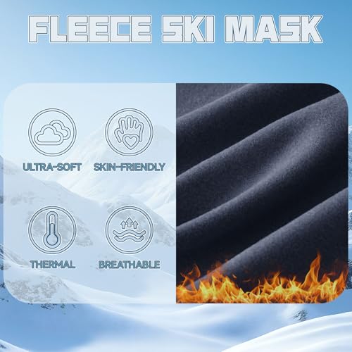Balaclava Ski Mask for Men Women, Warm Fleece Face Mask Full Cover for Cold Weather Skiing Cycling, Ponytail Friendly - color: Navy