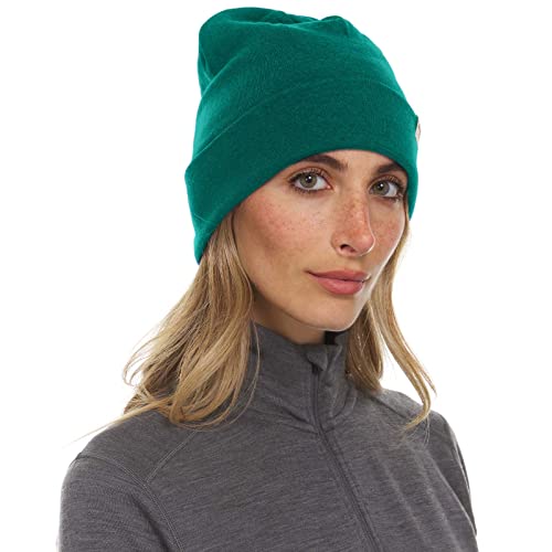 100% Merino Wool Cuff Beanie - Warm Winter Hat - Novelty Beanie - Toque - color: Emerald Green