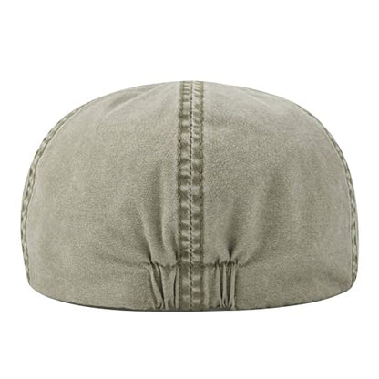 VOBOOM Cotton Flat Cabbie Hat Gatsby Ivy Irish Hunting Newsboy Cap - color: Washed Khaki