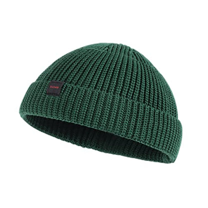 Fisherman Beanie Hats for Men Women,Knit Trawler Skull Cap,Watch Cap,Spring Fall Winter Warm Short Hats - color: (Cotton)-bottle Green-m