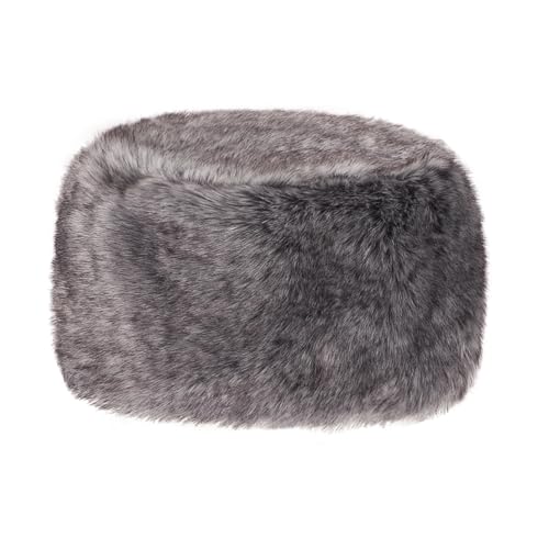 Unisex Russian Ushanka Cossack Trapper Hat Faux Rabbit Fur Trooper Hat Fuzzy Furry Hunting Cap Winter Outdoor Warm Skiing Cap - color: Grey