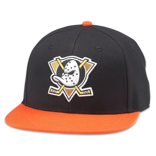 AMERICAN NEEDLE Officially Licensed NHL National Hockey League Archive 400 Adjustable Snapback Baseball Hat - color: Anaheim Ducks (Black/Orange)