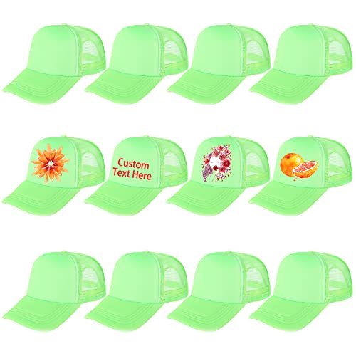 Ultrafun 12 Pack Trucker Hat Mesh Sublimation Blank Hats Men Women - color: Neon Green