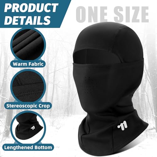 West Biking Balaclava Ski Mask Warm Face Mask for Cold Weather Lightweight Windproof Thermal Winter Scarf Face Mask Men Wome - color: Black