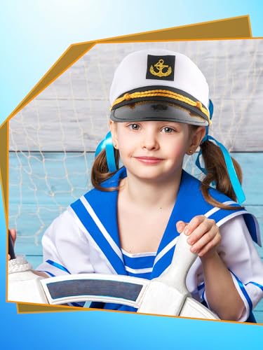 8 Pieces Captain Hats Adjustable White Sailors Navy Marine Admiral Caps for Yacht Theme Party Costume Accessory - color: Style 11