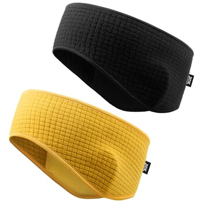 LONGLONG 2 Pack Lightweight Ear Warmers Windproof Headband for Women Men - color: Black+yellow