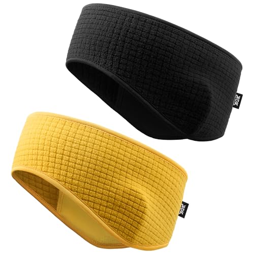 LONGLONG 2 Pack Lightweight Ear Warmers Windproof Headband for Women Men - color: Black+yellow