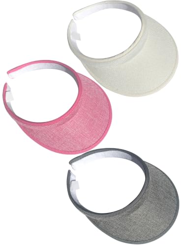 3 Pieces Clip On Visors Women Men Visor Outdoor Sports Golf Hat - color: Pink, Beige, Gray