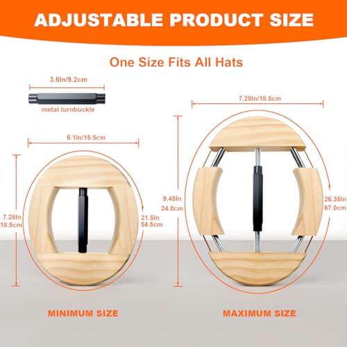 Hat Stretcher 4 Way, Hat Stretcher for Fitted Hats Size 6 7/8 to 8 1/2 - color: 4way Black