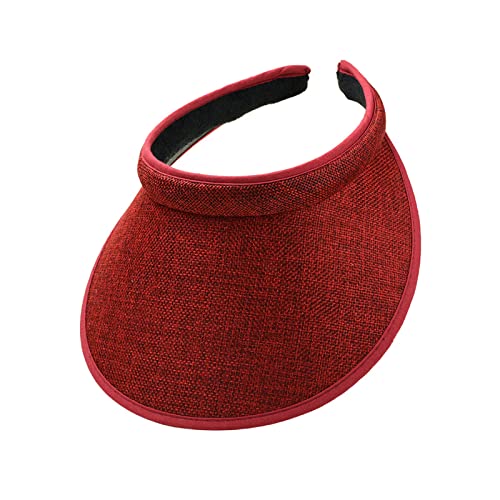 Cloth Covered Slip-On Visor for Women, Adjustable Cap Sports Sun Visors for Men - color: Red