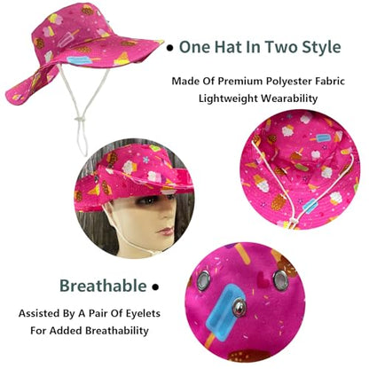 Funny Sun Hat for Men Women Wide Brim Bucket Hat Hiking Boonie Hat Summer Beach Fishing Caps - color: Ice Cream