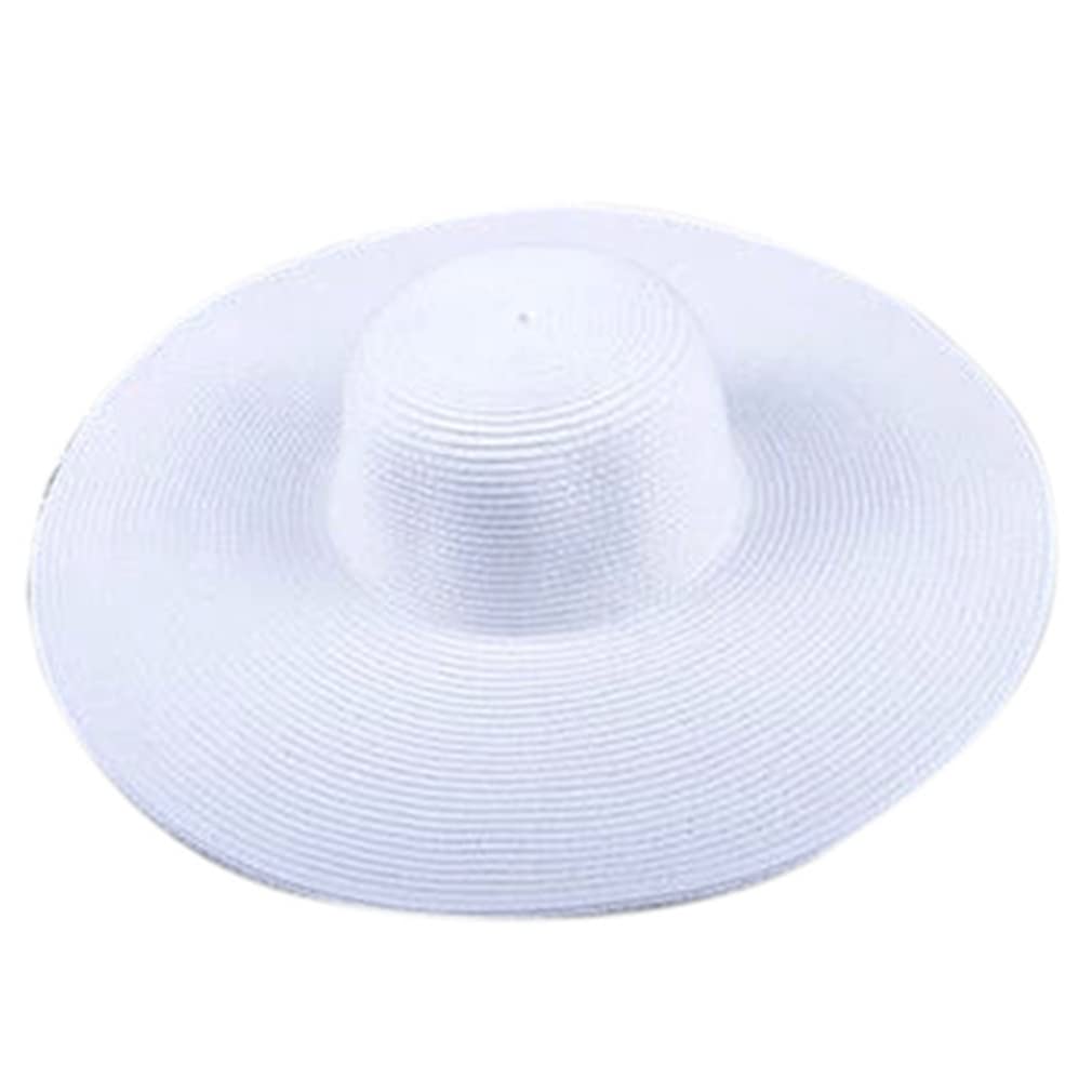 Big Beach Hats for Women Foldable Summer Wide Brim Packable Oversized Sun Hat Lady Girl Travel Straw Cap - color: White