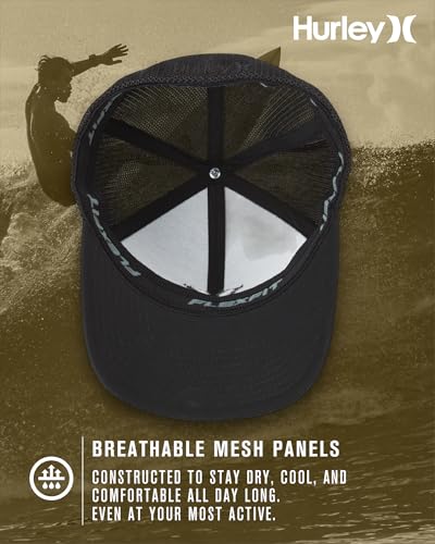 Hurley Mens Baseball Cap Laguna Icon Trucker Hat, Curved Brim - color: All Black, size: Small-Medium