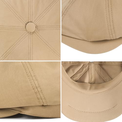 Toddler 8 Panel Cotton Newsboy Cap - color: Khaki, size: 6-8 Years
